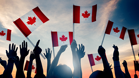 Canada Flags and hands
